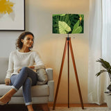 1970s Retro Scandi Tripod Floor Lamp with Green Monstera Leaves - retro floor lamps
