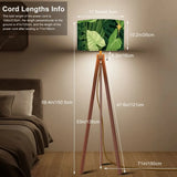 1970s Retro Scandi Tripod Floor Lamp with Green Monstera Leaves - retro floor lamps