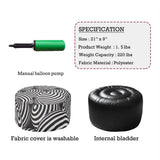 1980s Retro Inflatable Retro Ottoman – Black White Footstool Seat - pouf