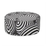 1980s Retro Inflatable Retro Ottoman – Black White Footstool Seat - pouf