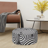 1980s Retro Inflatable Retro Ottoman – Black White Footstool Seat - pouf