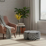 1980s Retro Inflatable Retro Ottoman – Black White Footstool Seat - pouf