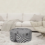 1980s Retro Inflatable Retro Ottoman – Black White Footstool Seat - pouf