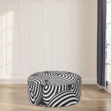 1980s Retro Inflatable Retro Ottoman – Black White Footstool Seat - pouf