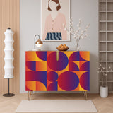 Retro 70s Wooden Storage Cabinet – Geometric Vibrant Colors