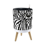 Black White Zebra Flower Pot - Retro Animal Print Wooden Legs Plant Pot