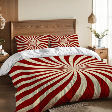 Vintage Starburst Pattern Comforter Set: 70s Retro Queen Size Microfiber Bedding