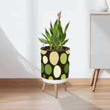 60s Polka Dots Plant Pot with Wooden Legs: Nordic Retro Midcentury