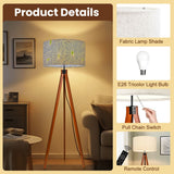 Retro Nordic Tripod Floor Lamp, 1970s Flowers Pale Blue