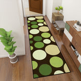 Retro 70s Bubbles Runner Rug – Midcentury Green Beige Brown Polka Dots