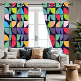 Abstract 60s Bauhaus Blackout Curtains: Vibrant Retro Midcentury Drapes