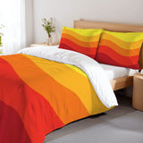 Bright 70s Retro Duvet Cover Set: Orange Yellow Red Queen Size Bedding Set