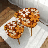 Triangle 60s Retro Tripod Nesting Table Set, Orange Daisies