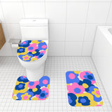 Floral Midcentury 3-Piece Bath Mat Set | Retro 70s Vibrant Pattern