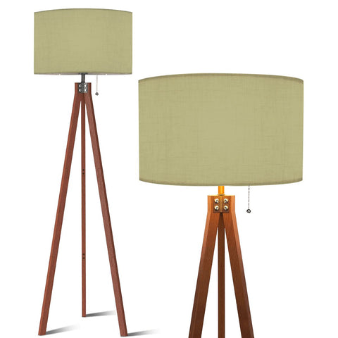 Retro Nordic Scandi Tripod Floor Lamp, Sage Green Shade