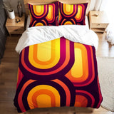 Retro 70s Vibrant Duvet Cover Set: Yellow Orange Red Midcentury Bedding