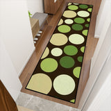 Retro 70s Bubbles Runner Rug – Midcentury Green Beige Brown Polka Dots