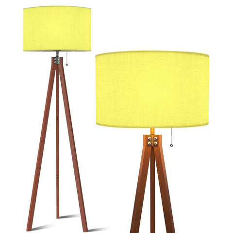 Retro Scandi Tripod Floor Lamp, Butter Yellow Shade