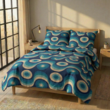 Blue Retro Mid Century Duvet Cover Set – Double Sided Printed Bedding