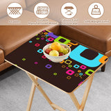 Retro Wooden Folding Side Tables Set of 4 – TV Trays with Storage Stand