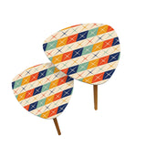 Triangle 60s Retro Tripod Nesting Table Set, Multicolor Diamonds