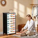 Retro Midcentury Fabric 4-Drawer Dresser – MCM Steel Frame Storage Cabinet