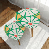 Triangle 60s Retro Tripod Nesting Table Set, Daisies on Green