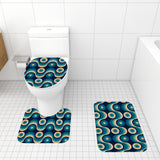 Blue Beige Vintage 70s Bath Mat Set 3pcs | Retro Midcentury Bathroom