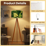 1970s Retro Scandi Tripod Floor Lamp, Green Leaves