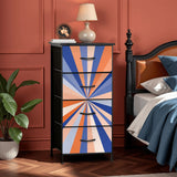 Retro 60s Sunburst Design Fabric Drawer Dresser – Steel Frame Cabinet