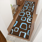 Brown Blue 60s Retro Runner Rugs | Midcentury Style Floor Runners