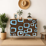 Brown Blue Atomic Midcentury Cabinet – Retro Wood Storage for Modern Homes