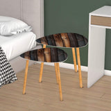 Triangle 60s Retro Tripod Nesting Table Set, Weathered Wood Print