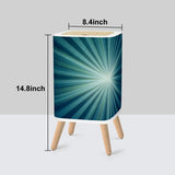 Scandi Retro Square Small Trash Can with Lid, Sunburst Blue