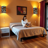 70s Retro Wall Sconces Set –  Smart LED, Blue Brown Geometric