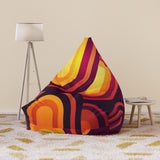 Retro 70s Bean Bag Chair Cover: Orange Mid-Century Modern Floor Seating