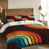 70s Disco Pattern Comforter Set: Retro Midcentury Queen Size Microfiber Bed