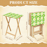 Green Daisy retro TV tray set of 4, size guide with table and rack dimensions