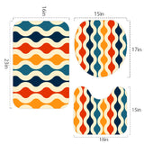 70s Style Bathroom Mat Set | Retro Midcentury 3-Piece Rugs, Multicolor Waves