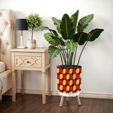 70s Scandi Style Plant Pot, Wooden Legs, Geometric Pattern