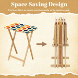 Retro Midcentury TV Dinner Tables – 4 Folding Trays with Rack