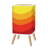 Retro Square Small Trash Can with Lid Flowing Wave Pattern, Red Orange Yellow