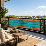 Retro Wood Grain Privacy Screen – Waterproof Balcony Fence Cover