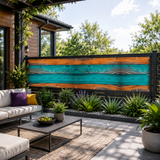 Retro Wood Grain Privacy Screen – Waterproof Balcony Fence Cover