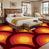 Large Retro 70s Area Rug 12x9 ft – Midcentury Plush Non-Slip Carpet