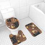 Retro 50s Style Bathroom Mat Set | Retro Midcentury 3-Piece Rugs, Geometric Pattern