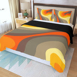 70s Retro Psychedelic Three Piece Duvet Bedding Set, Midcentury Style
