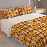 70s Orange Brown Retro Bedding in 4 Sizes – Midcentury Quilt Cover Set