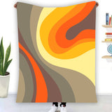 Midcentury Modern Fleece Orange Brown Blanket – Retro 70s Vintage Style