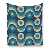 Blue Vintage Style Flannel Blanket –  70s Midcentury Modern Accent